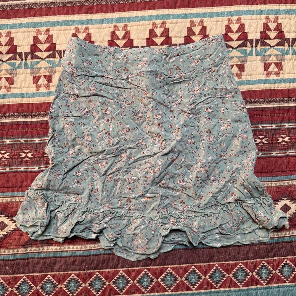 Brandy Melville Light green Floral Mini Skirt